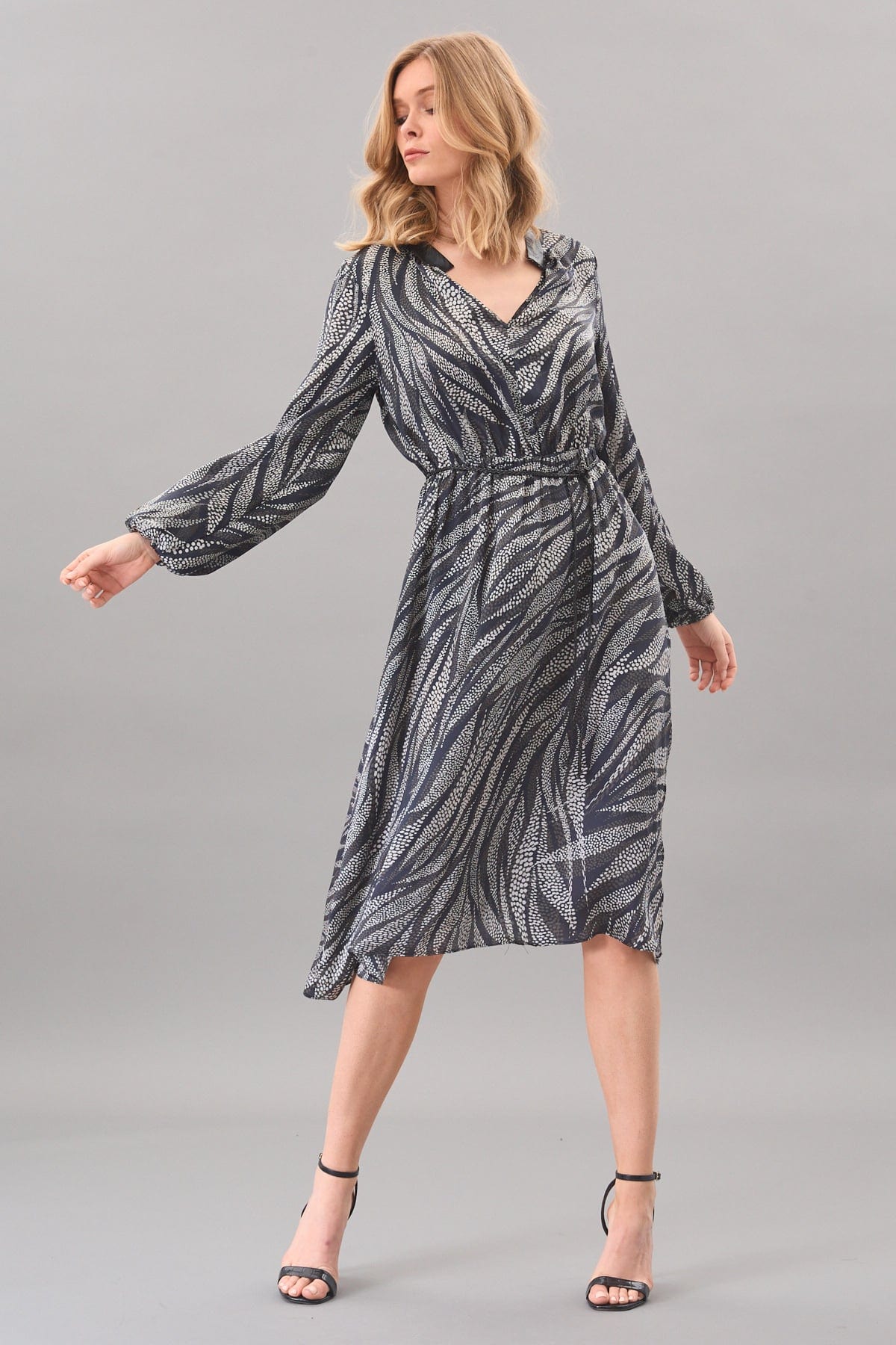 knee length dresses for ladies Dot Swirl Midi Dress