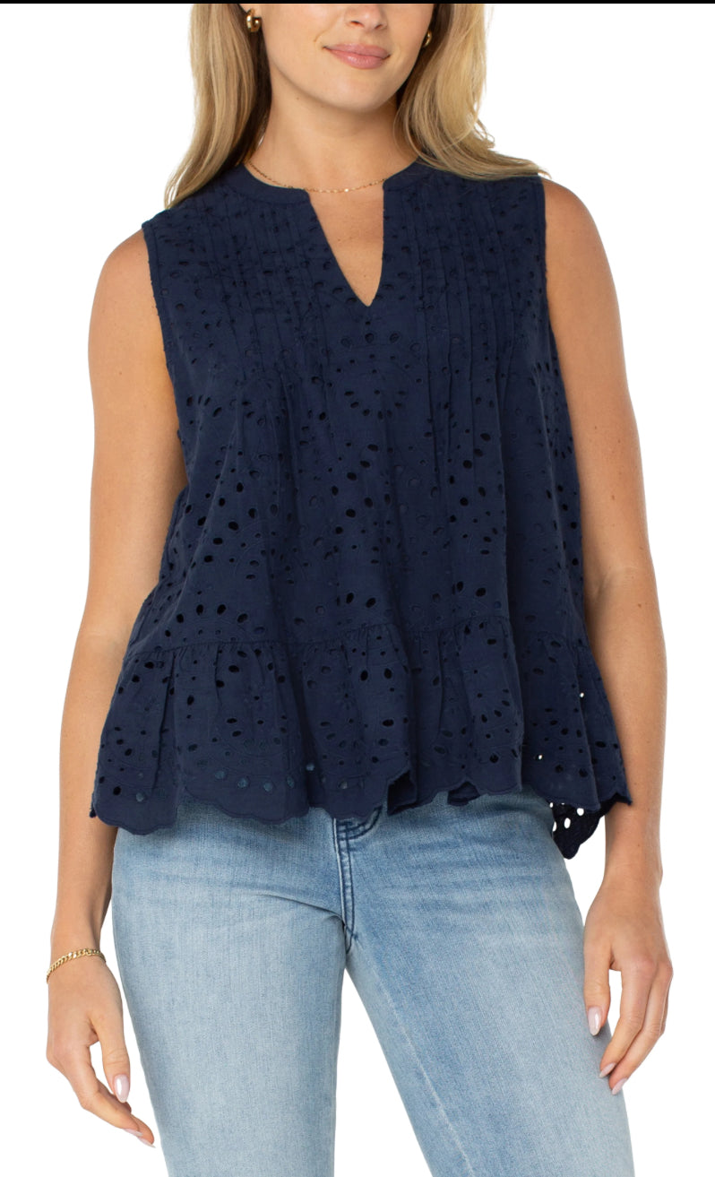 Woven Pintuck Fabric Top