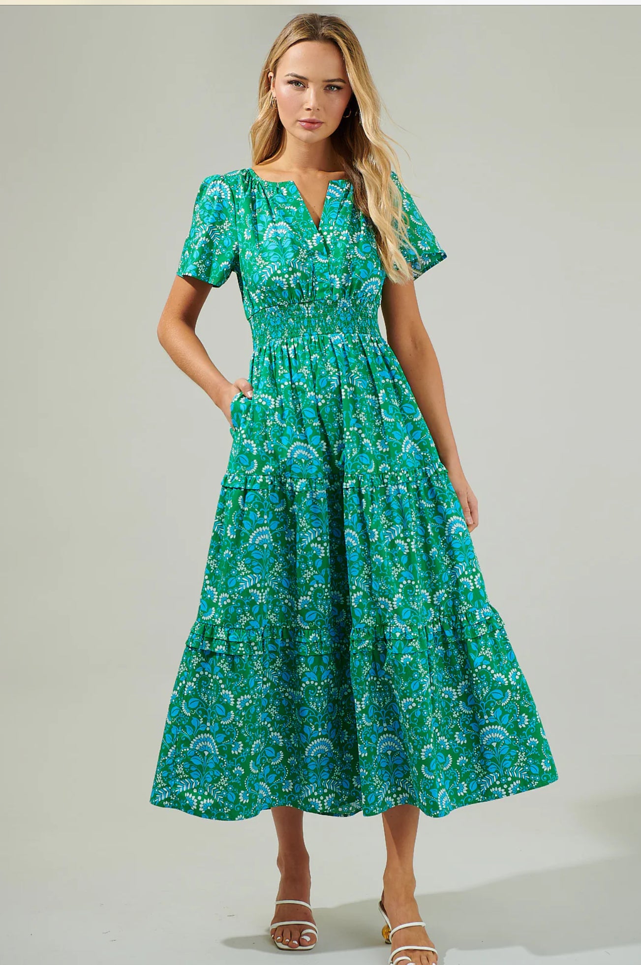 Alina Floral Palmer Tiered Maxi