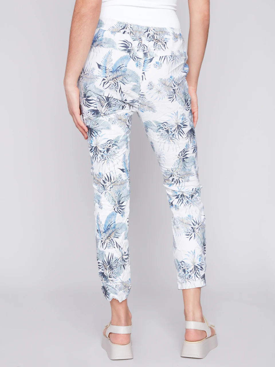Printed Crinkle Bengaline Pull On Jogger