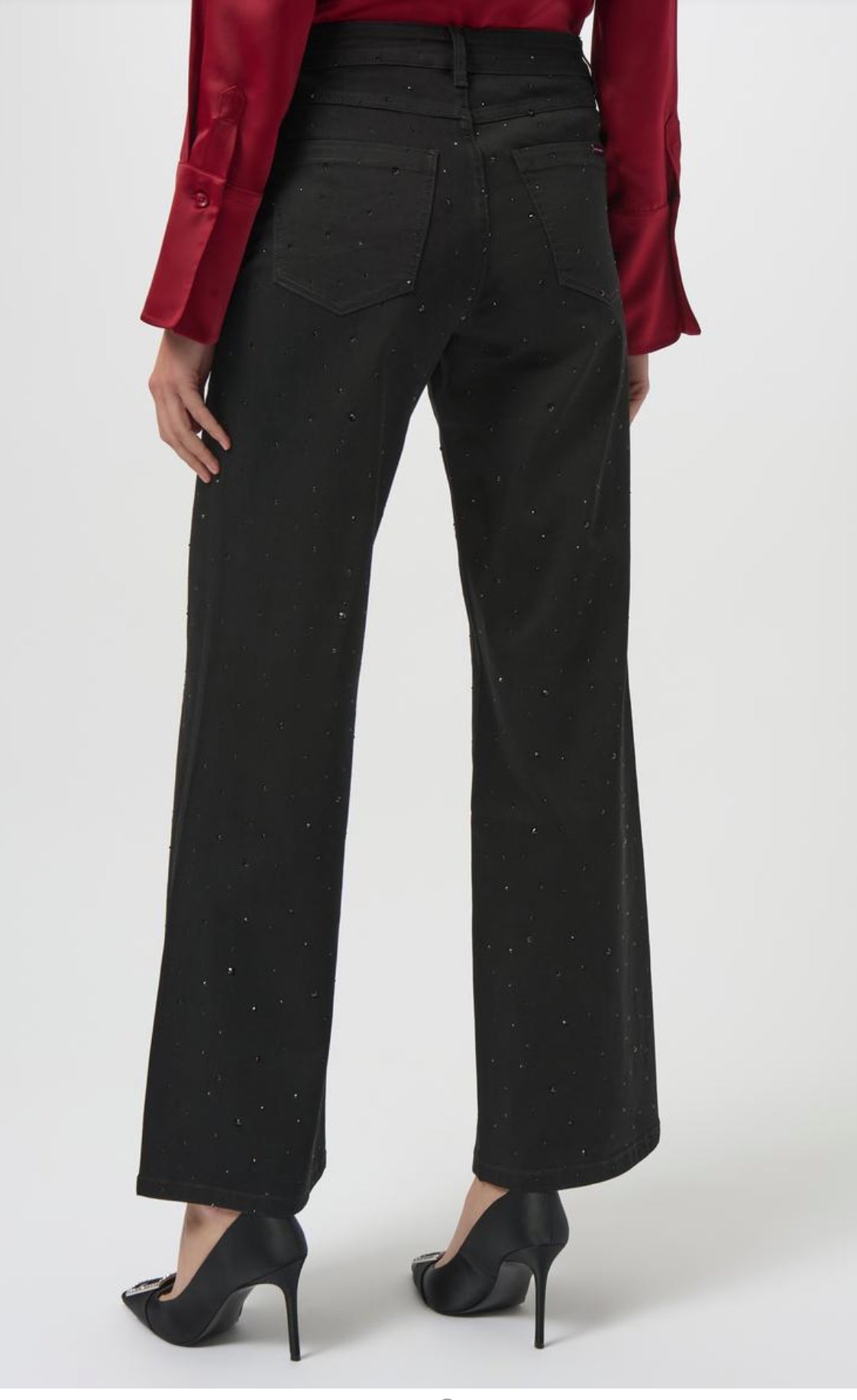 Classic Wide Leg Jeans With Rhinestones