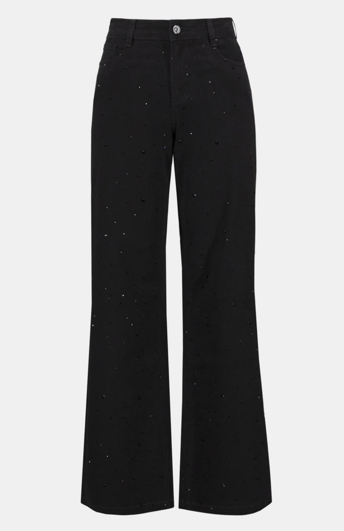 Classic Wide Leg Jeans With Rhinestones