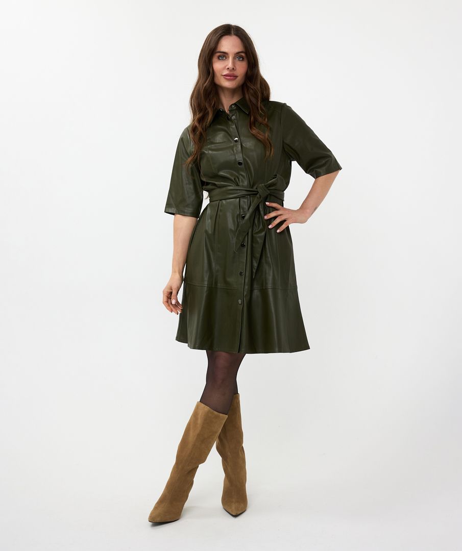 emerald green leather dress Emerald Leather Straps Lace Up Mesh Ruched Mini Dress Large