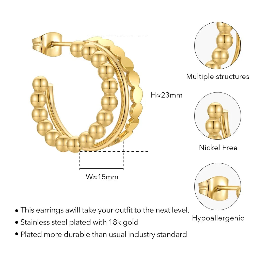 Trina Earrings - One size - 18KT Gold Plated