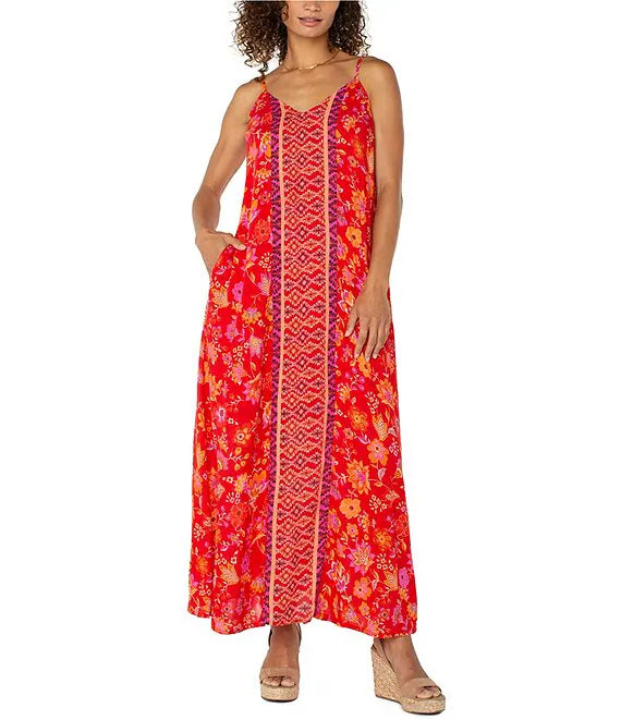 Spaghetti Floral Woven Dress