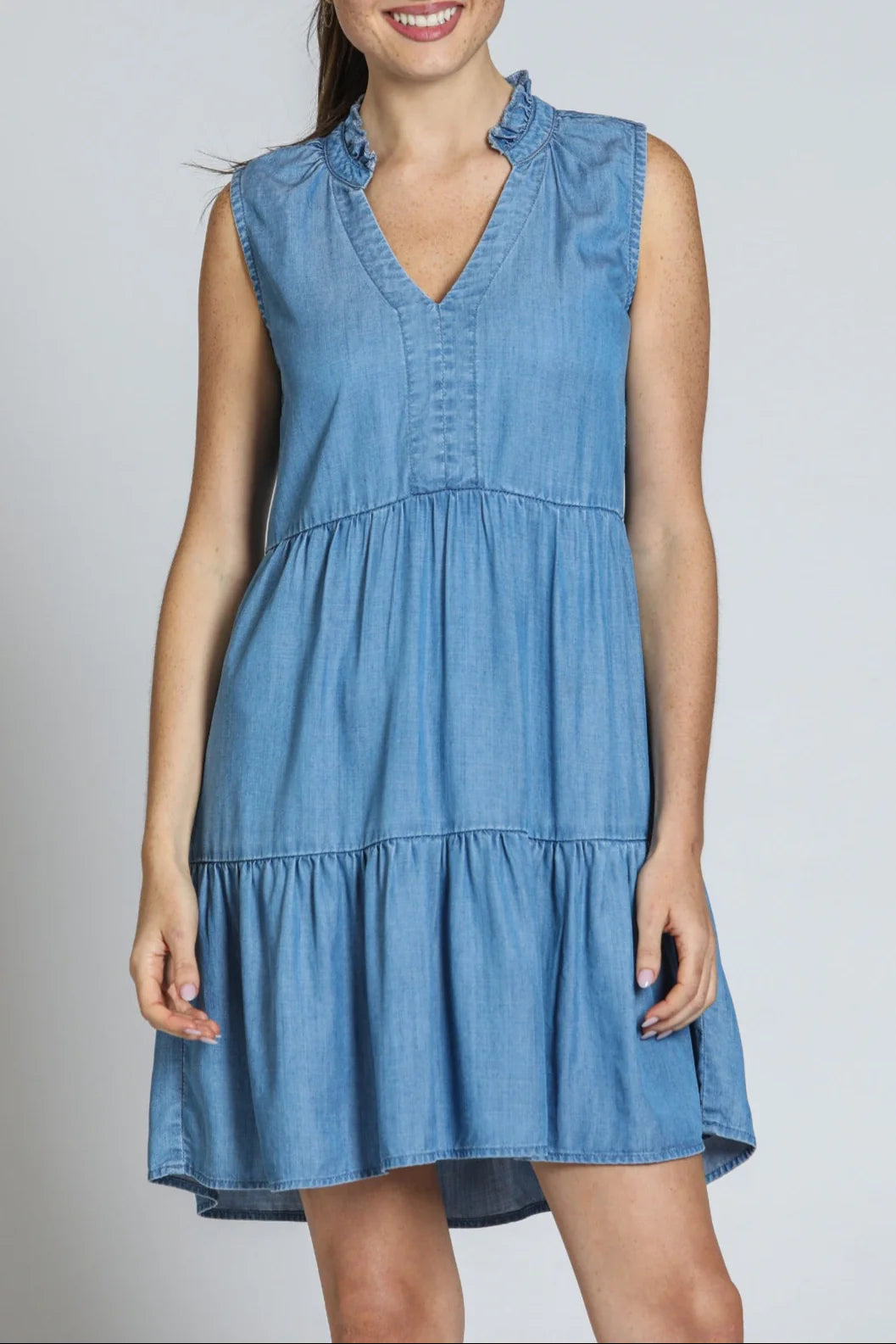 Split Neck Tencel Dress