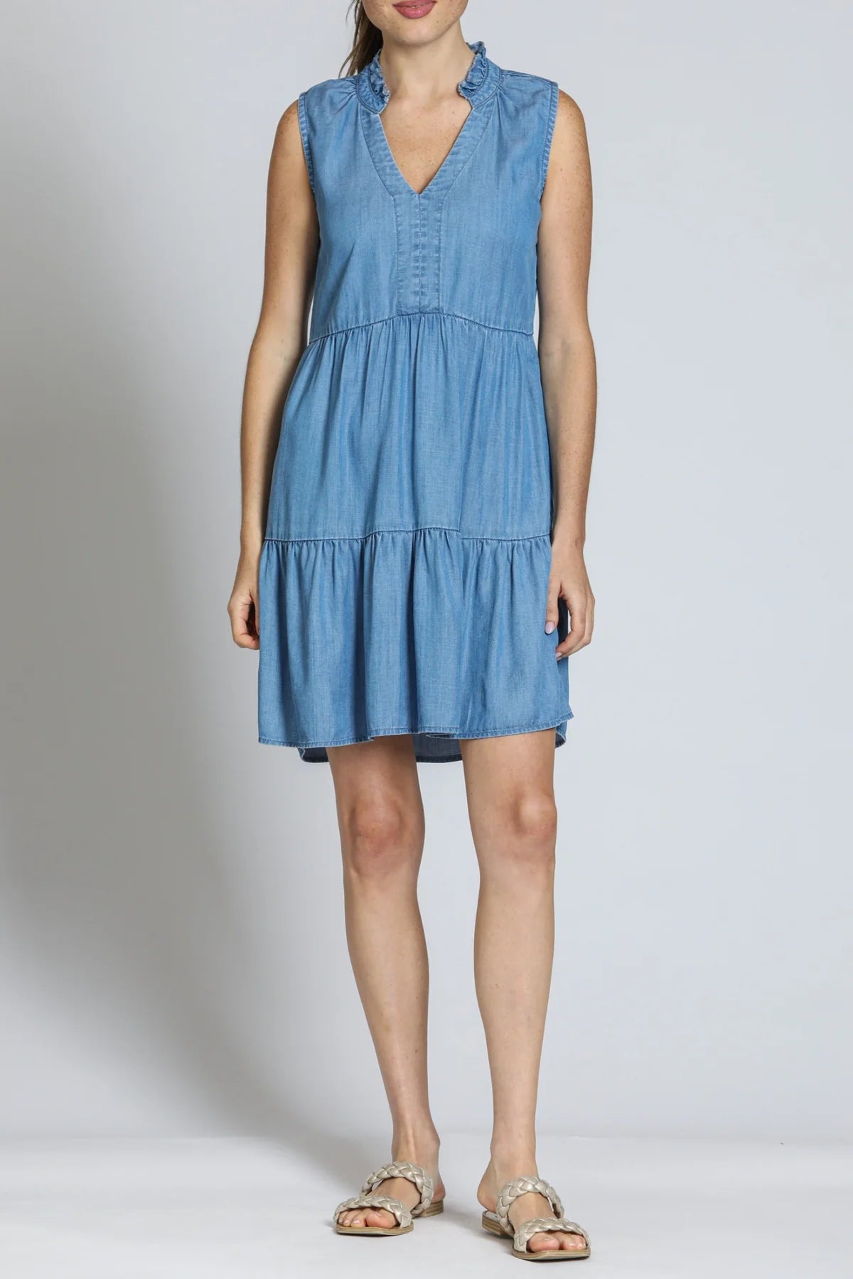 Split Neck Tencel Dress