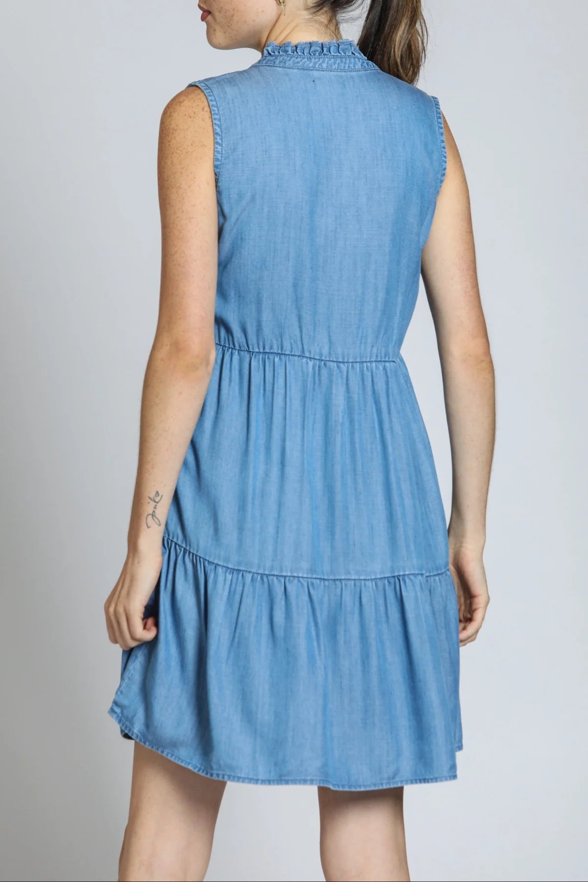 Split Neck Tencel Dress