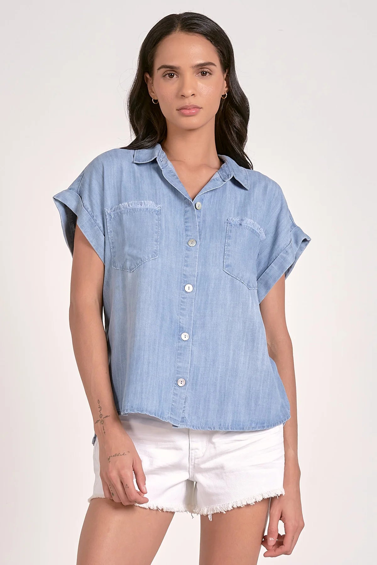 Denim Button Top