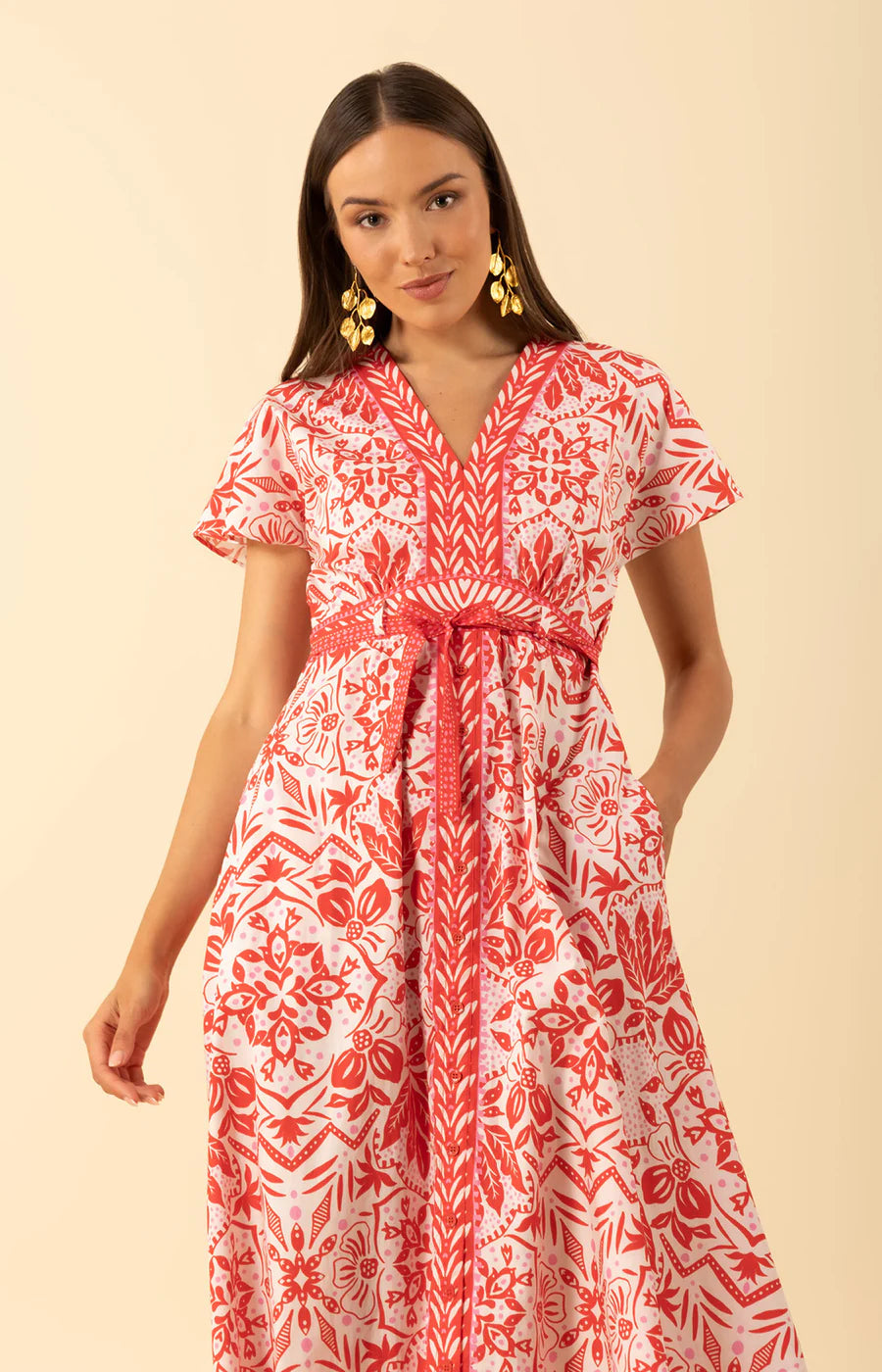 Lourni Short V Neck Dress