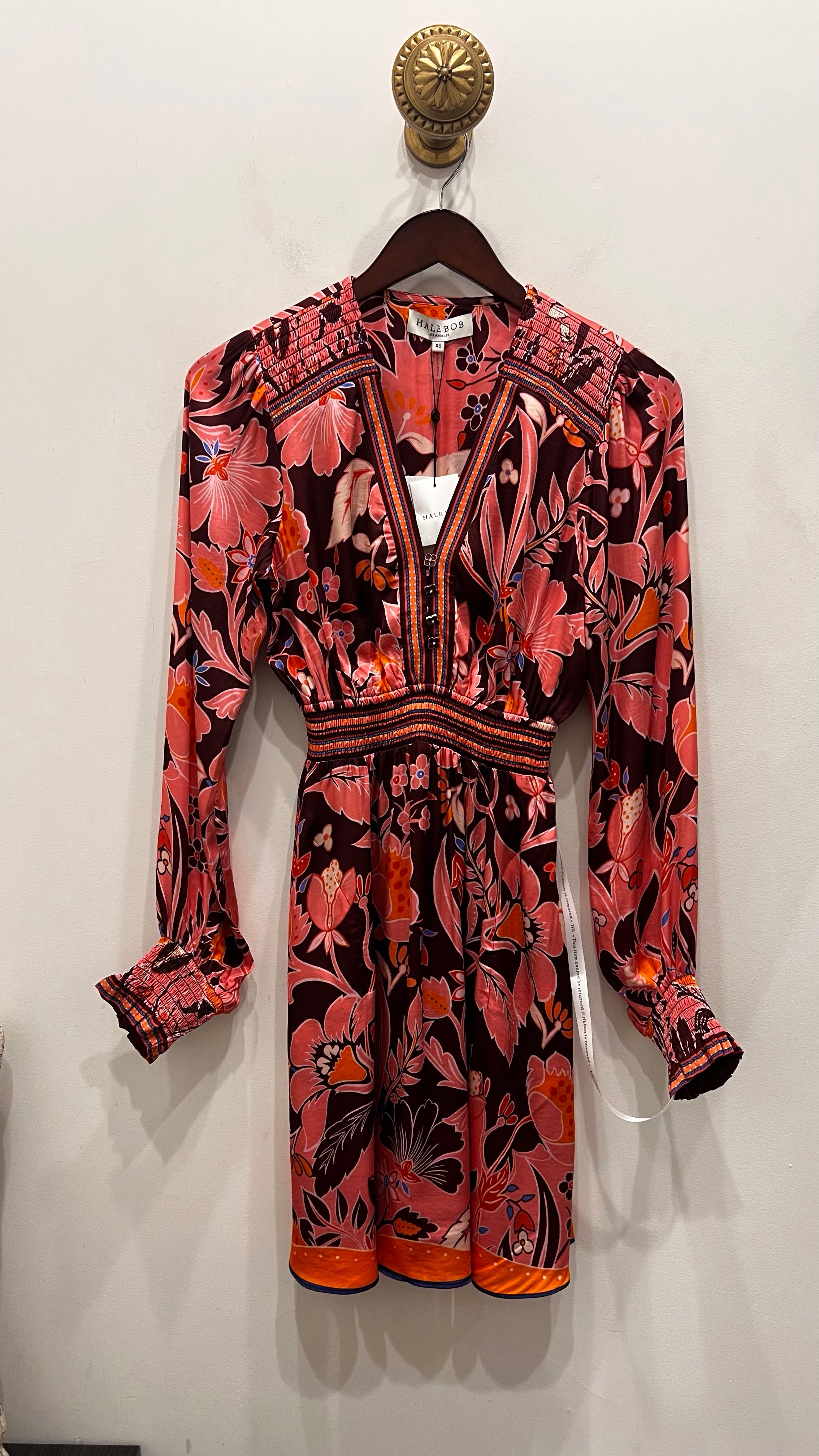 Banded L/S V Neck Dress