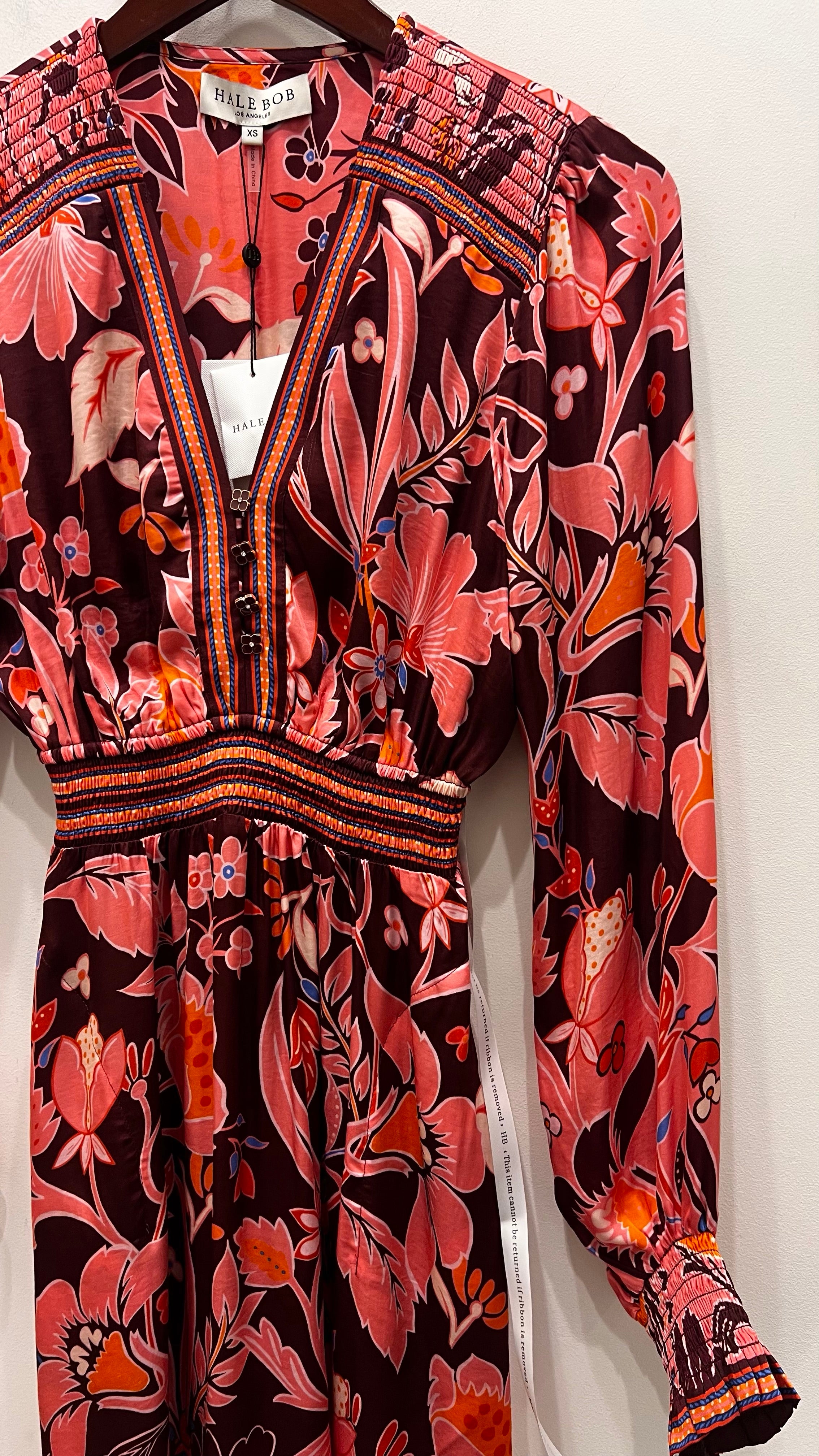 Banded L/S V Neck Dress