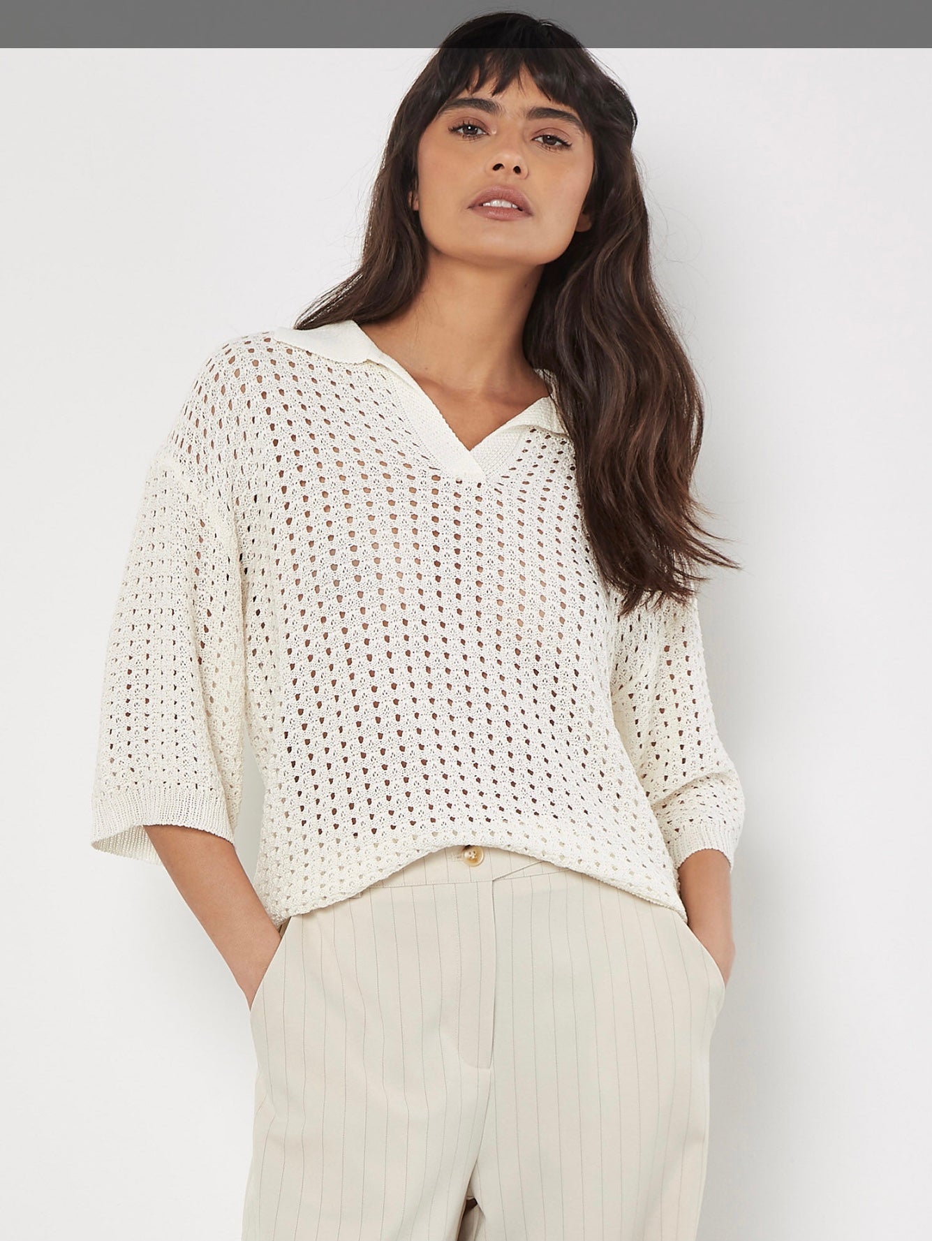 Suzie Openstitch Collar Sweater