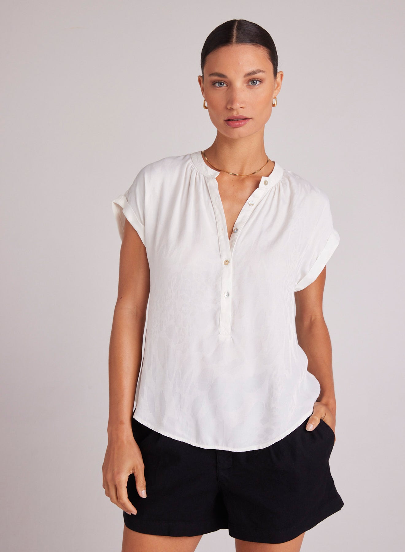 Henley Cap Sleeve Shirt