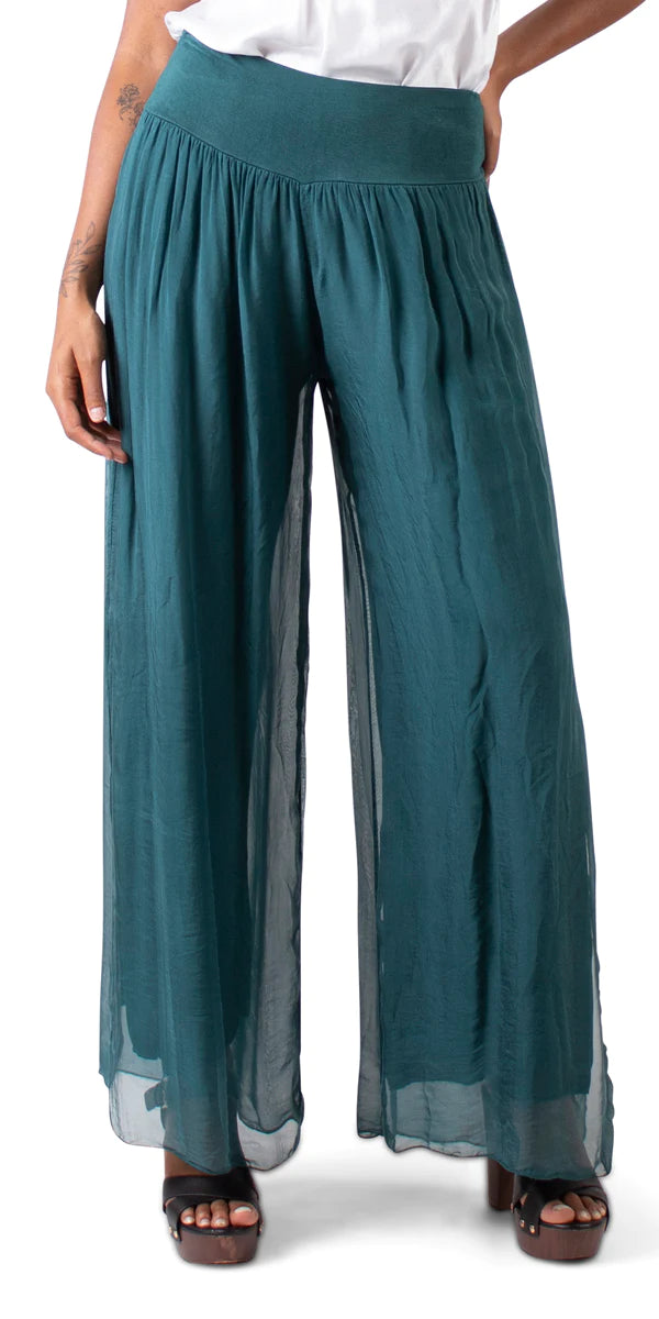 Wide Leg Pant Forest Green One Size