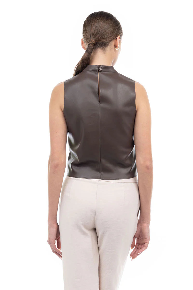 Mock Neck Vegan Leather Tank