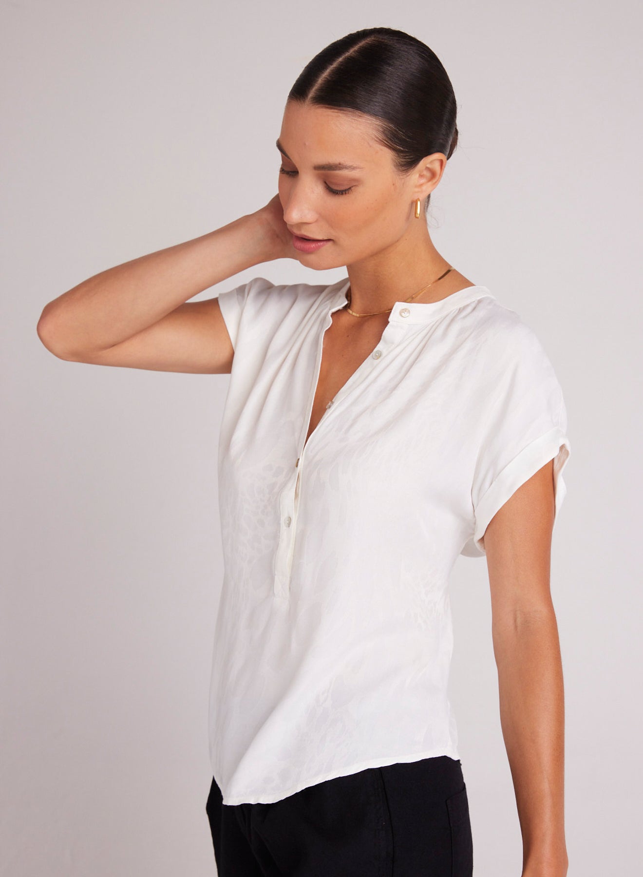 Henley Cap Sleeve Shirt