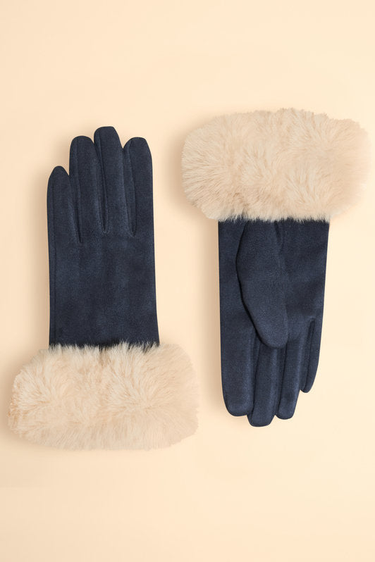 Bettina Faux Suede/Faux Fur Gloves