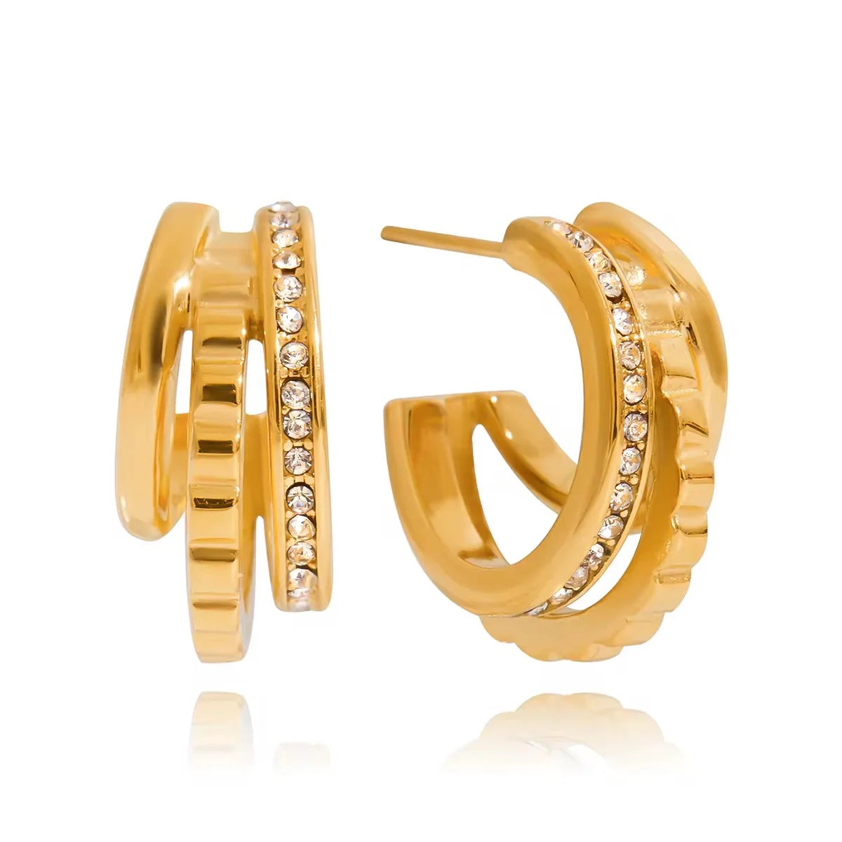 Avixee- Melina Triple Hoops18kt gpOne Size