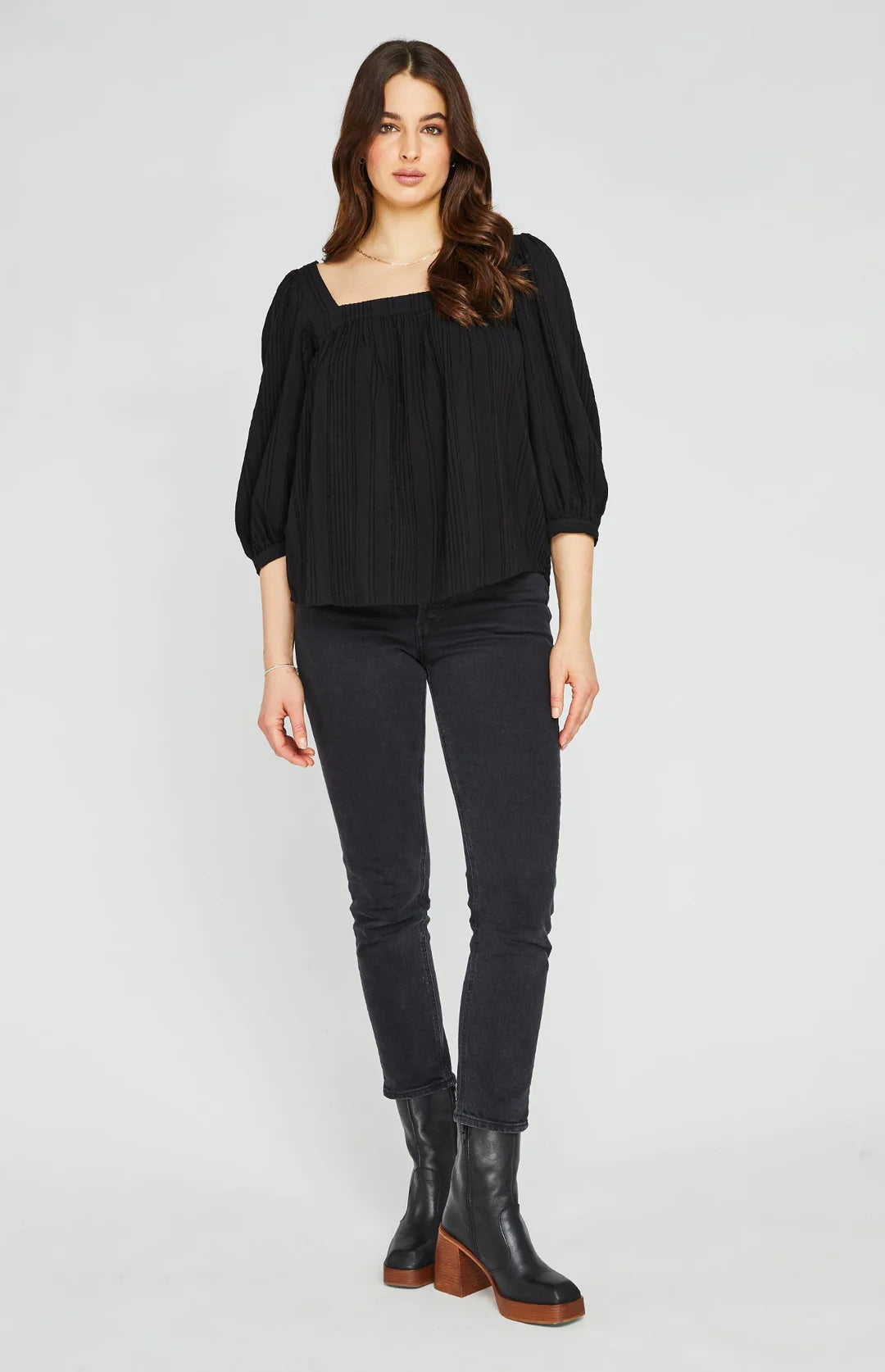 Black Puff Sleeve Blouse