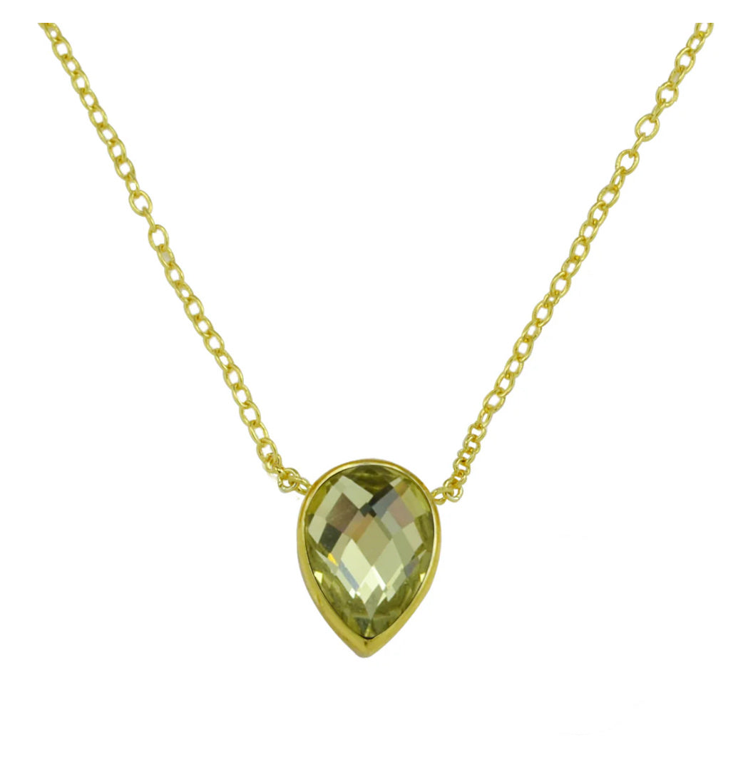 Petra Drop Stone Necklace18kt Gold Plated Lemon One Size