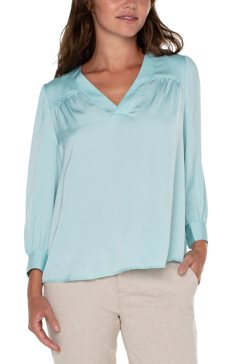 V Neck Popover Blouse