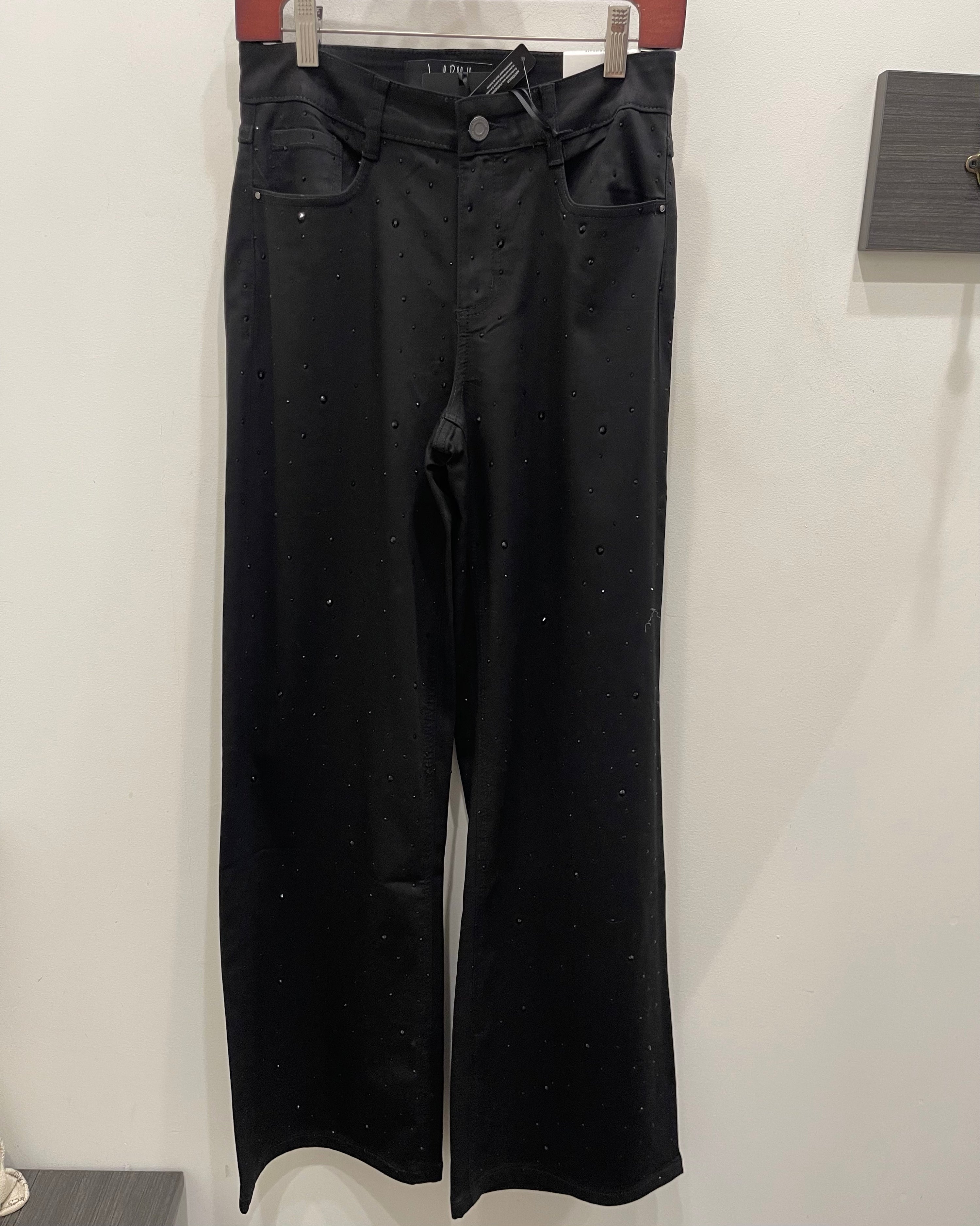 Classic Wide Leg Jeans With Rhinestones