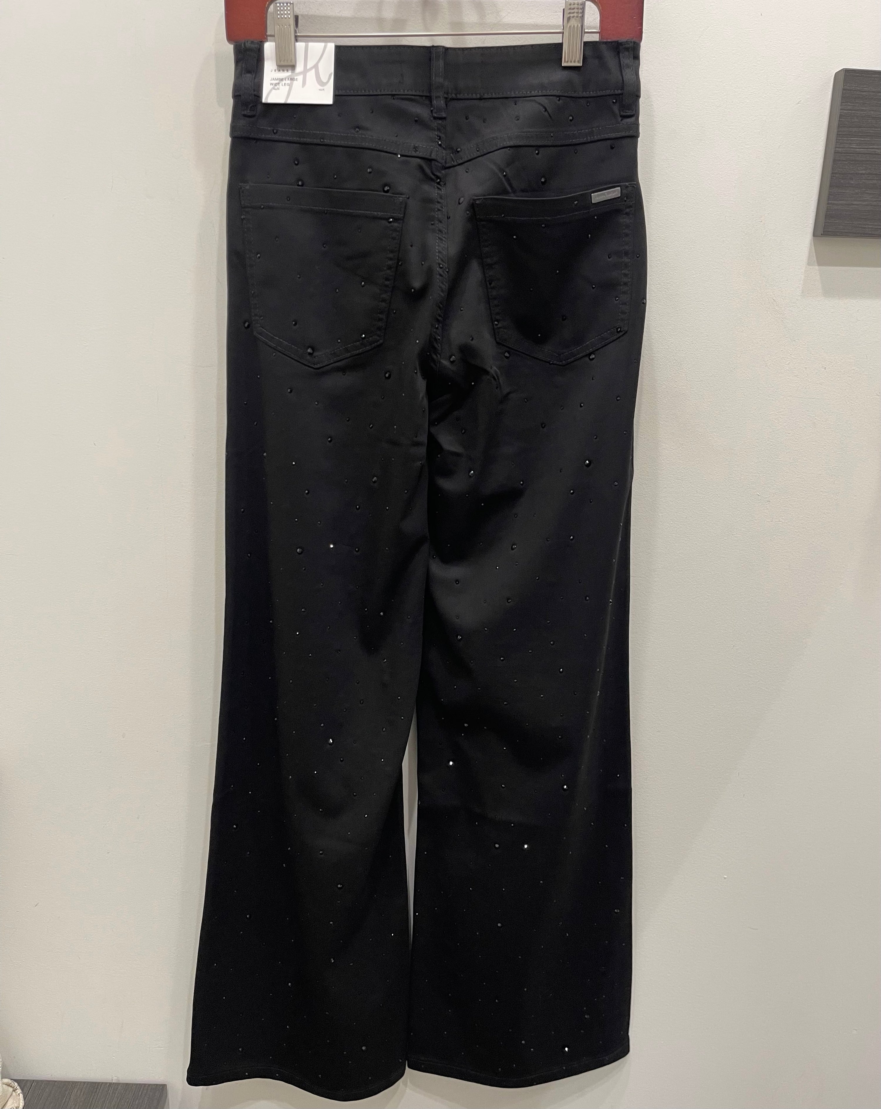 Classic Wide Leg Jeans With Rhinestones