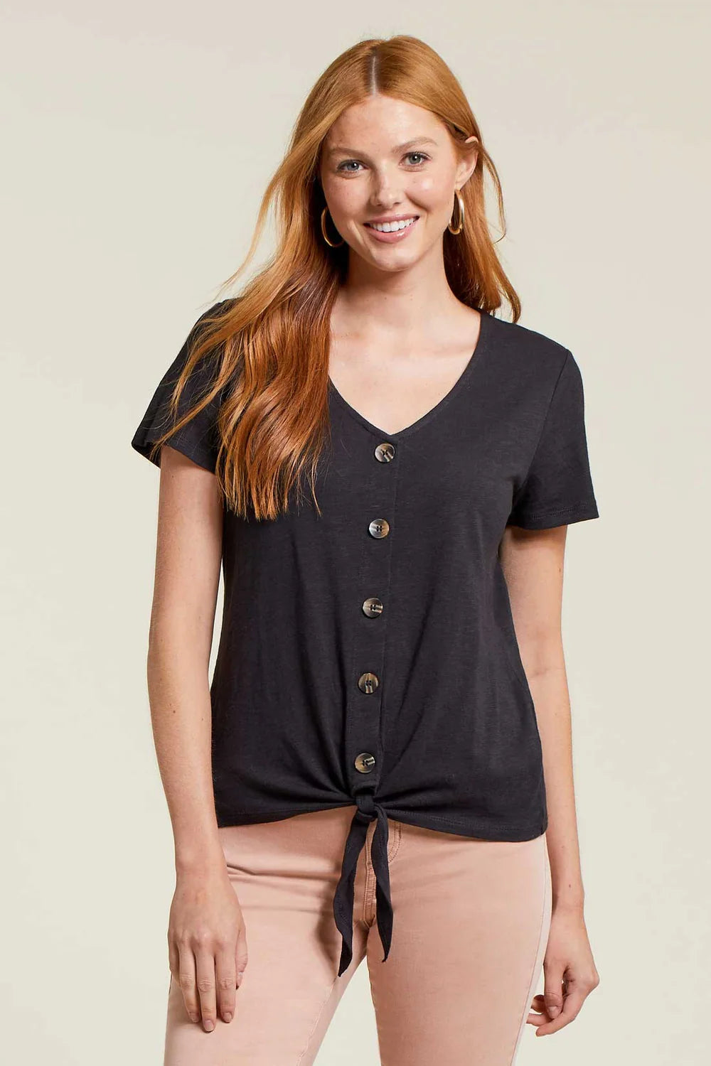 Button knot hem top