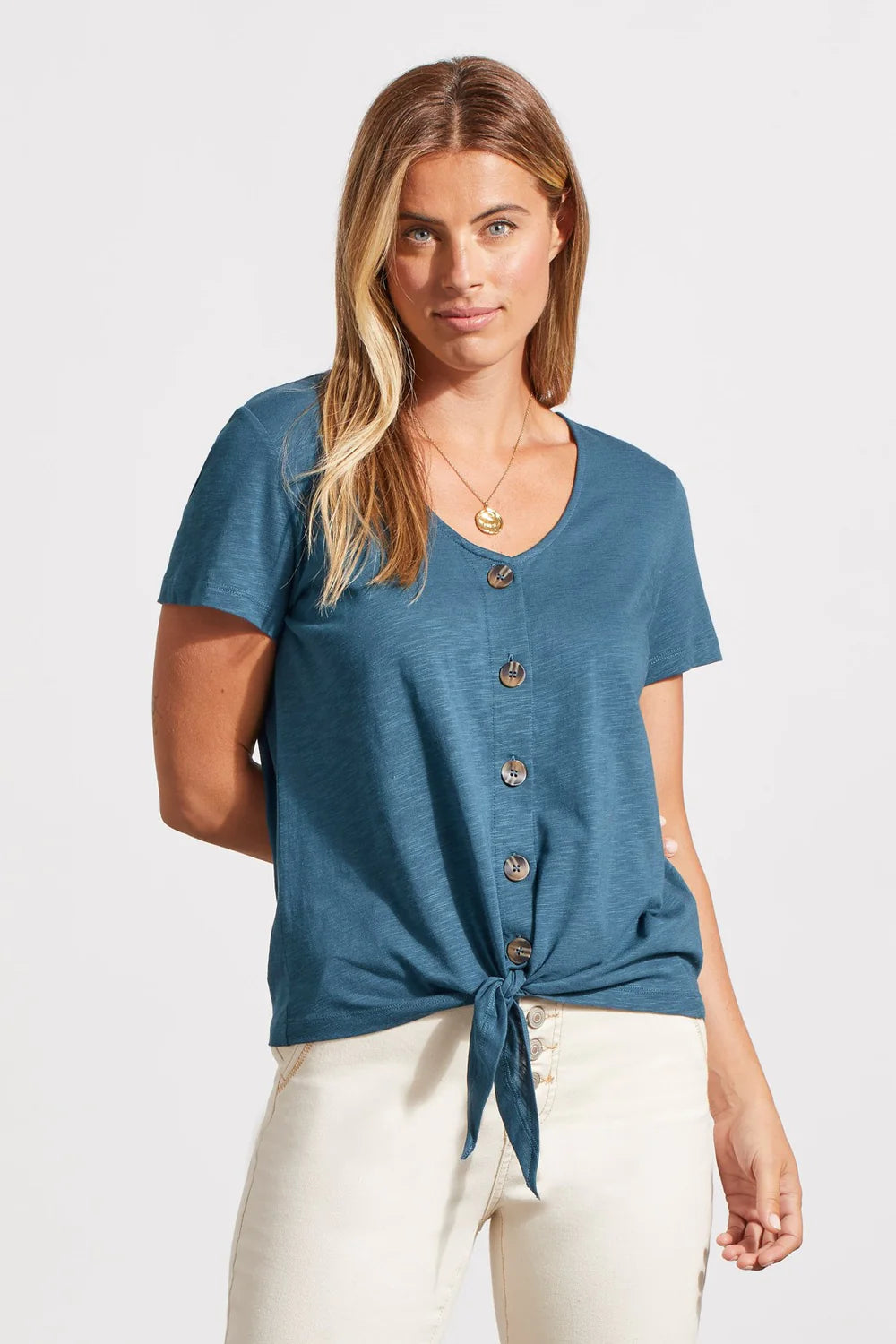 Button knot hem top