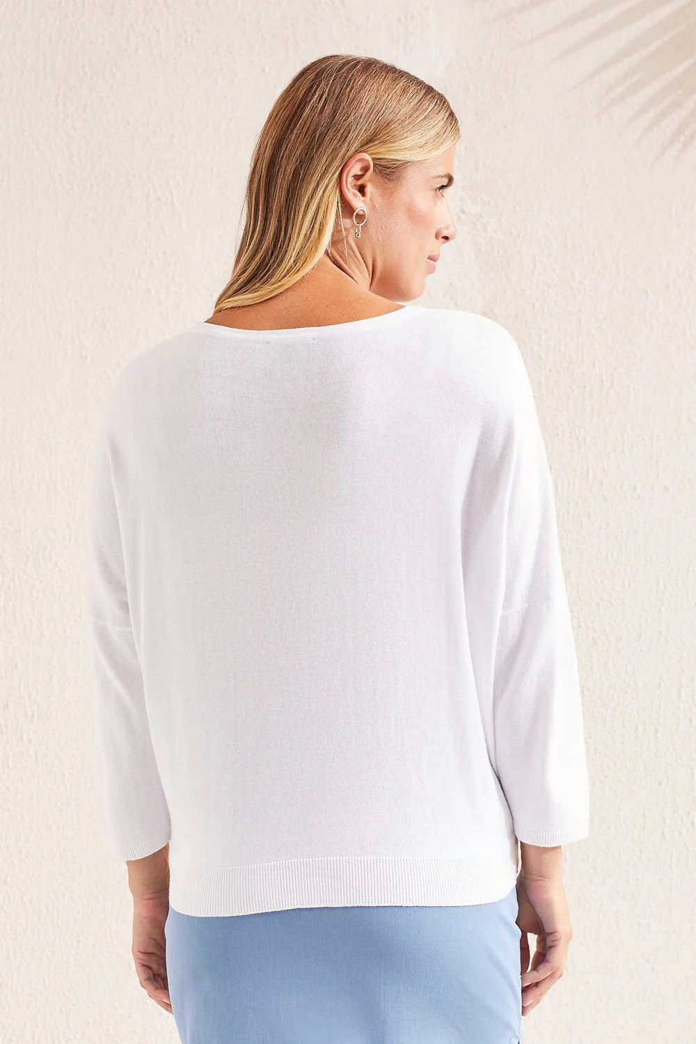 Star White Scoop Neck Sweater