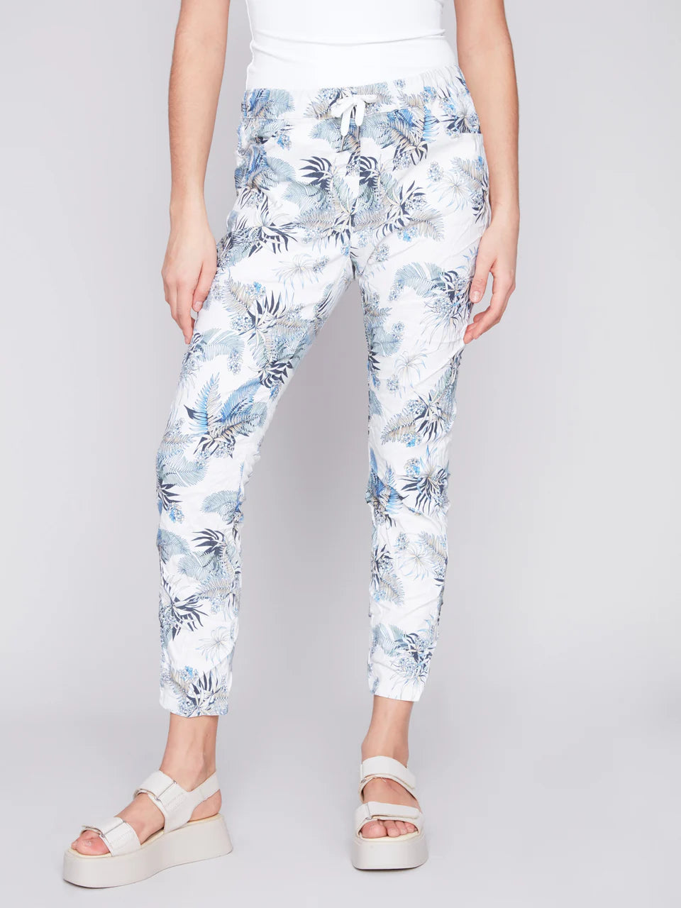Printed Crinkle Bengaline Pull On Jogger