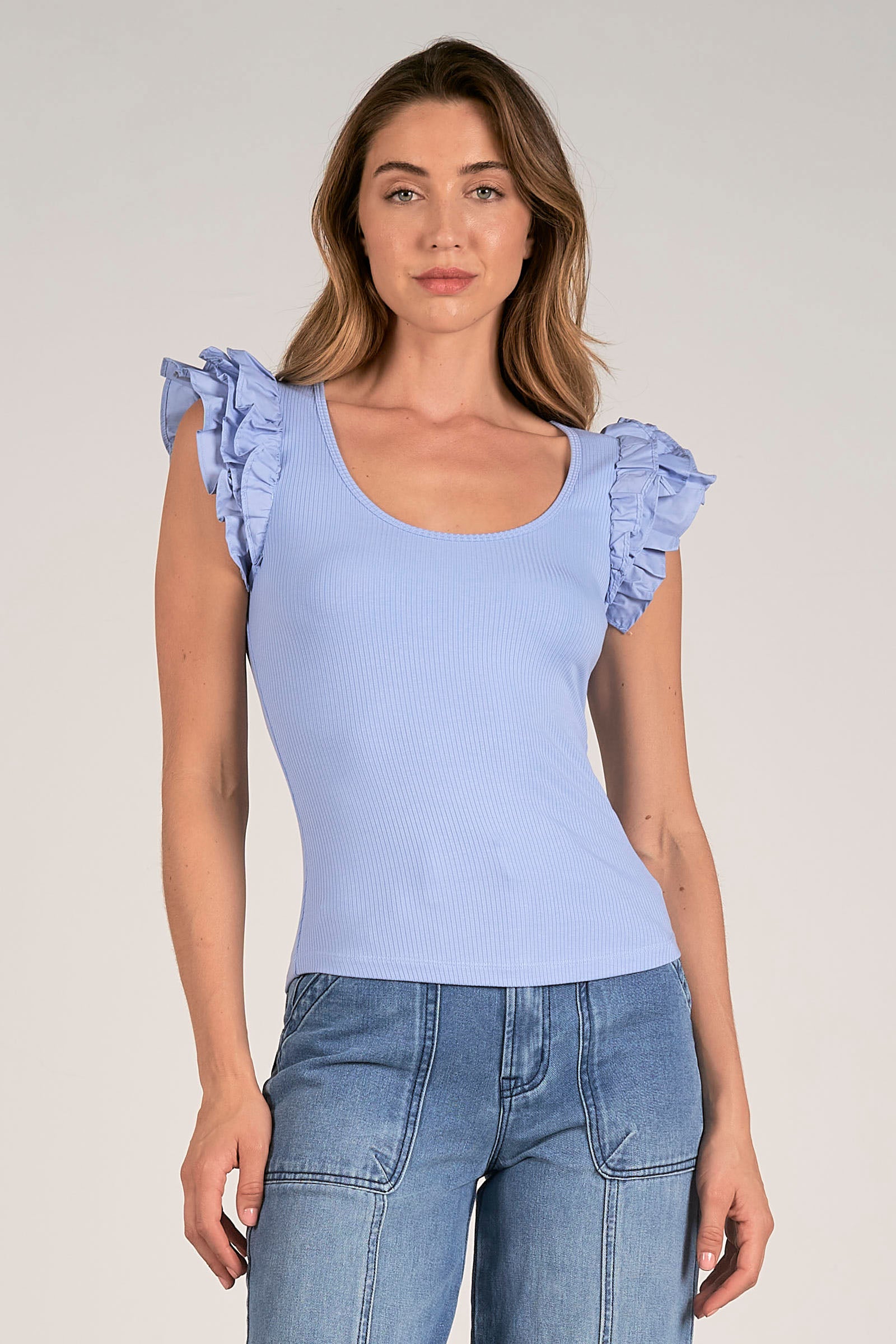 Fitted Ruffle Sleeve Top