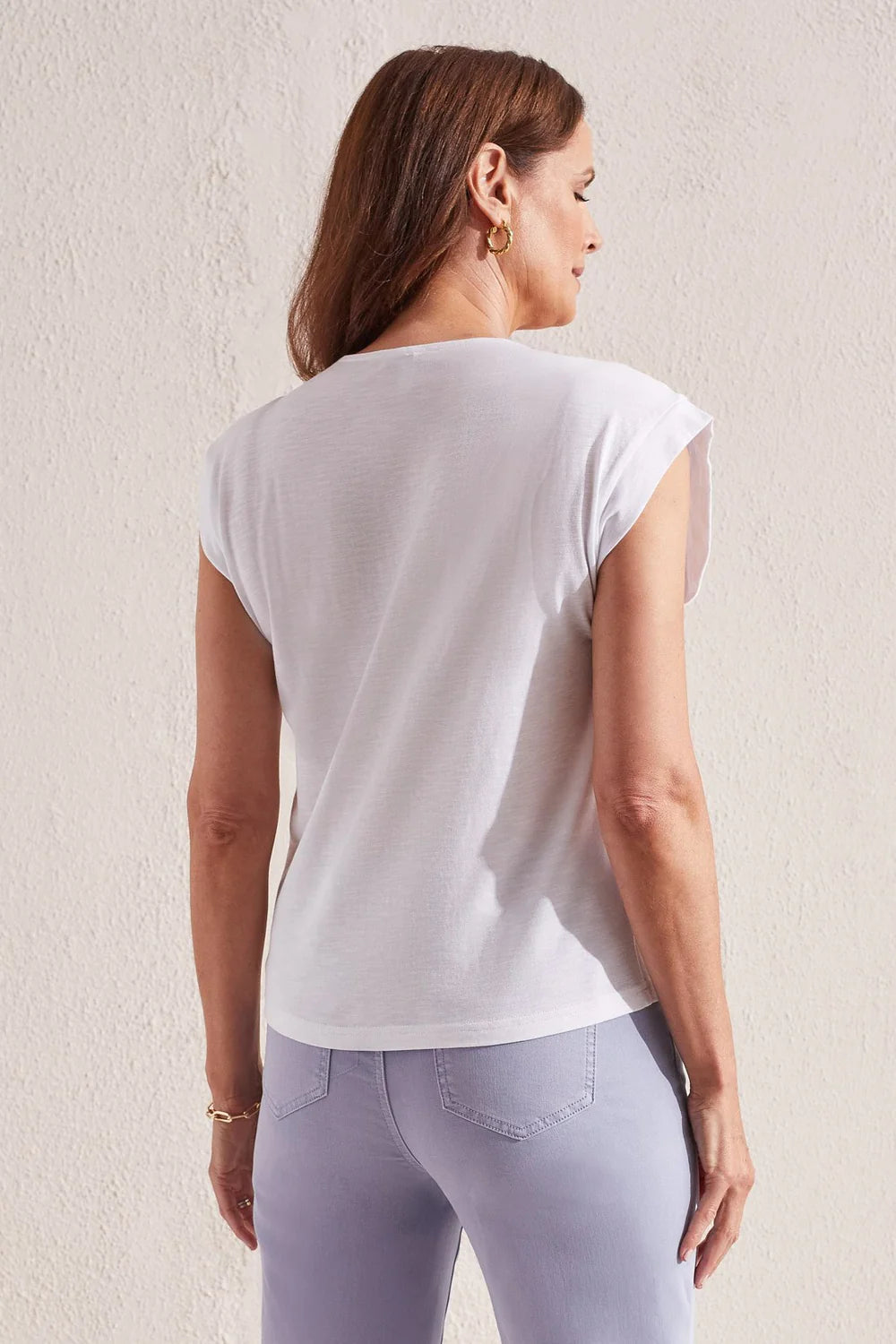 Sleeveless V Neck Top with Ruching