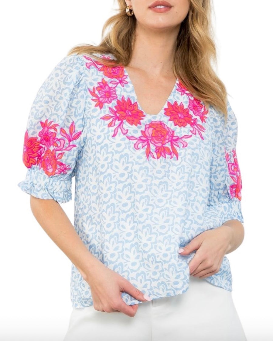 Fiona Embroidered Sleeve Top