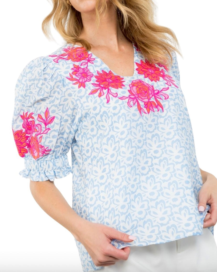 Fiona Embroidered Sleeve Top