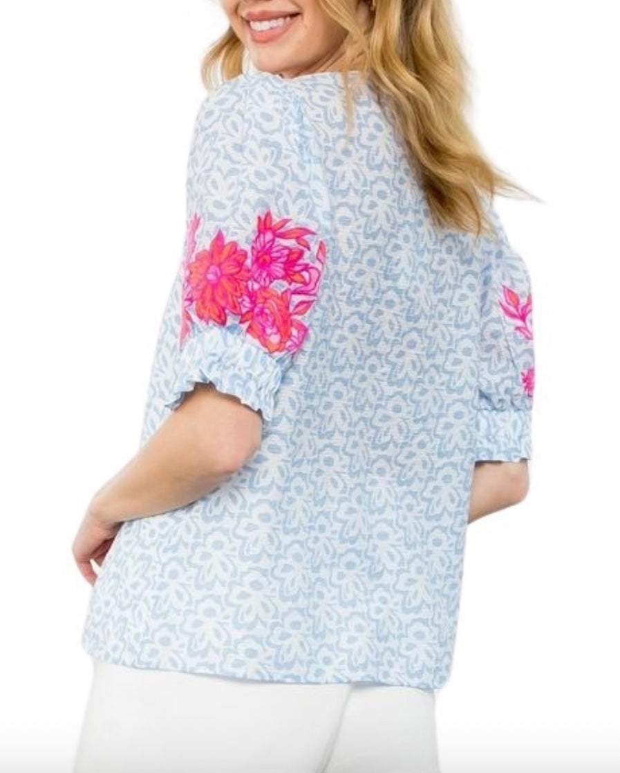 Fiona Embroidered Sleeve Top