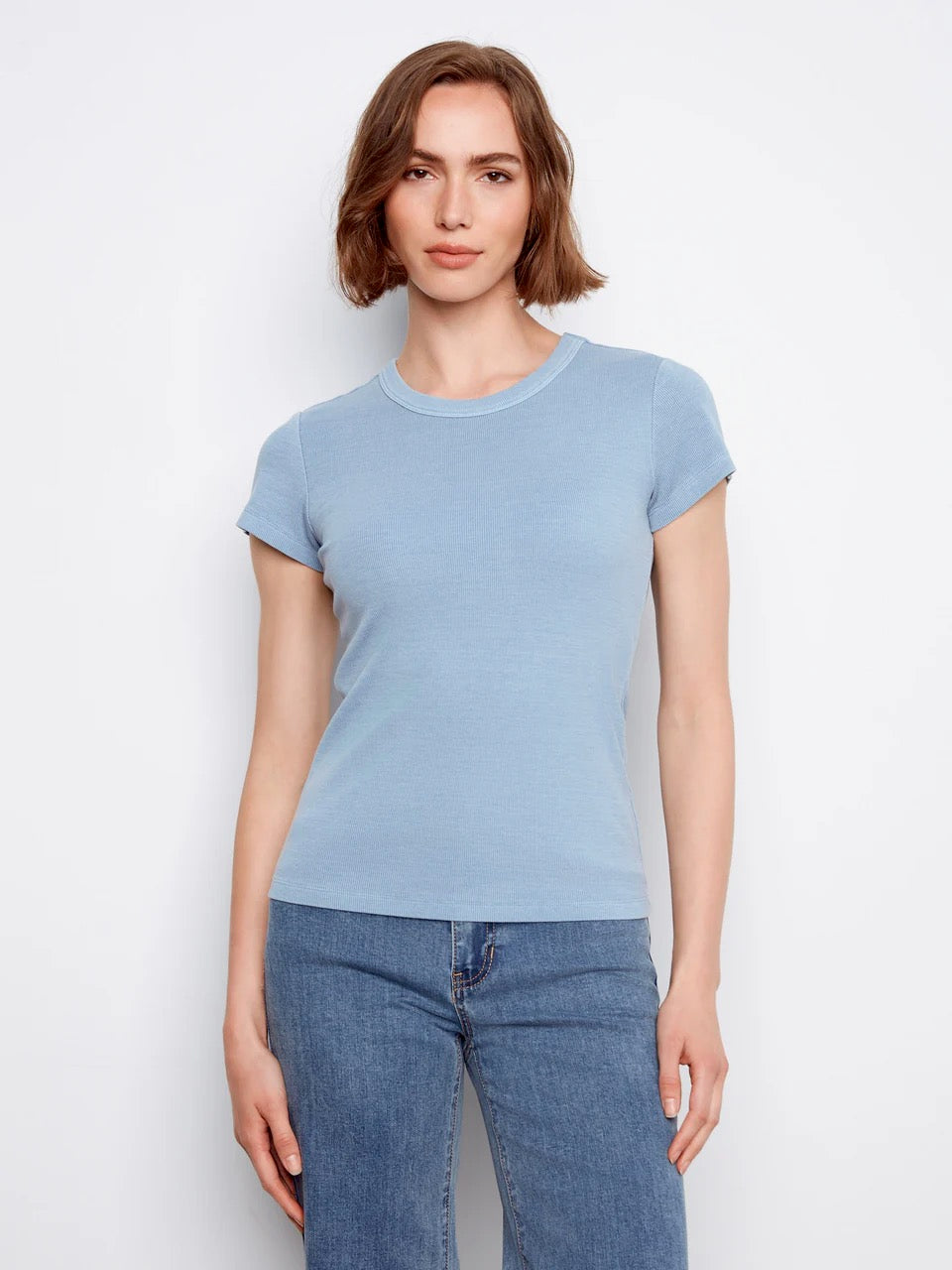 Tencel Rib Crew Neck Shirt