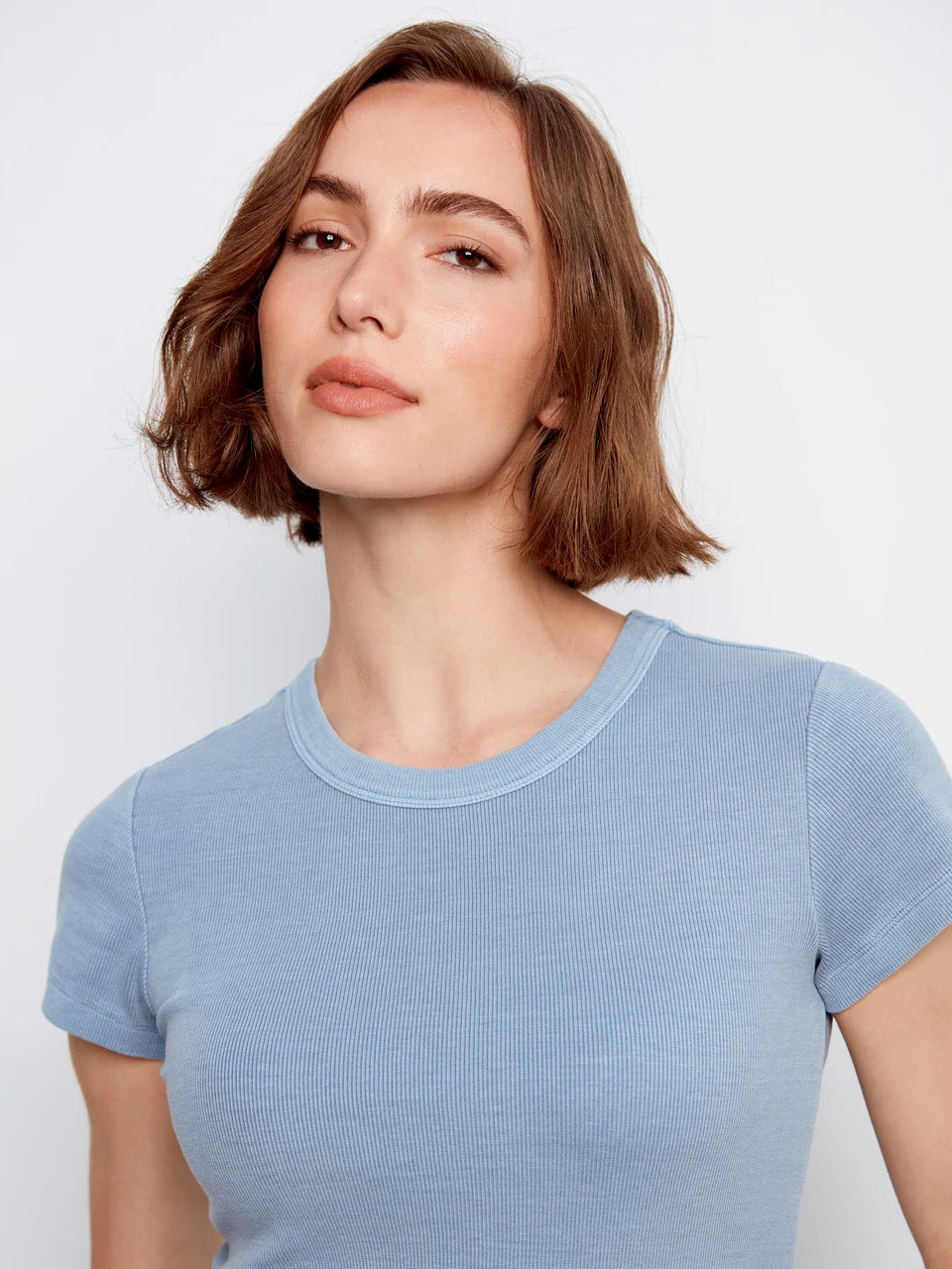 Tencel Rib Crew Neck Shirt