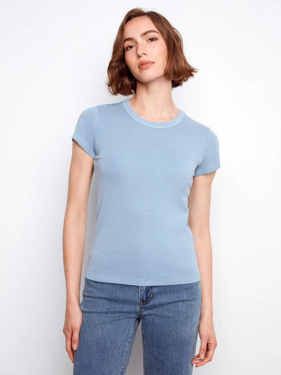 Tencel Rib Crew Neck Shirt