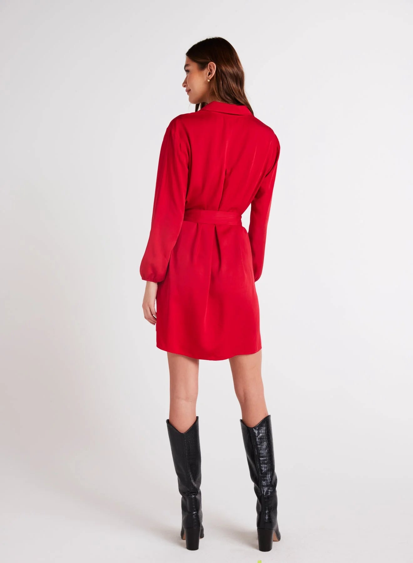 Bell Belted Pullover Shirt Dress