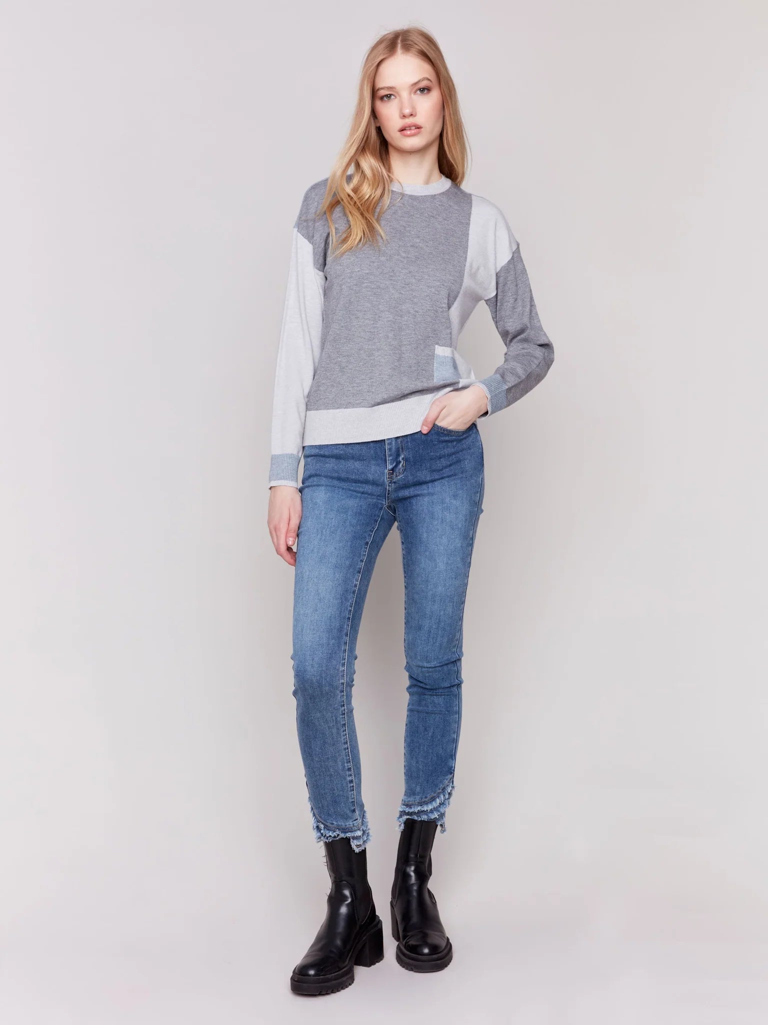 Crystal Color Block Sweater