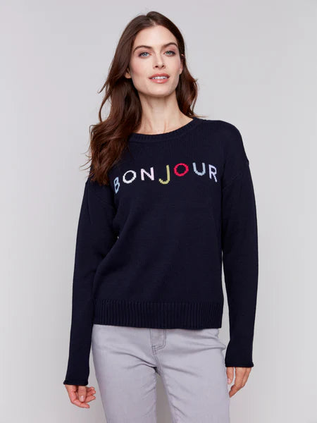 Roxane Knit Sweater W/ Colorful Letter