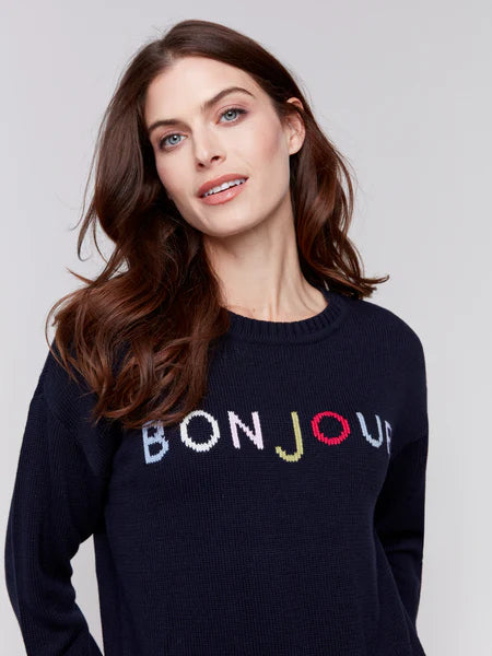 Roxane Knit Sweater W/ Colorful Letter