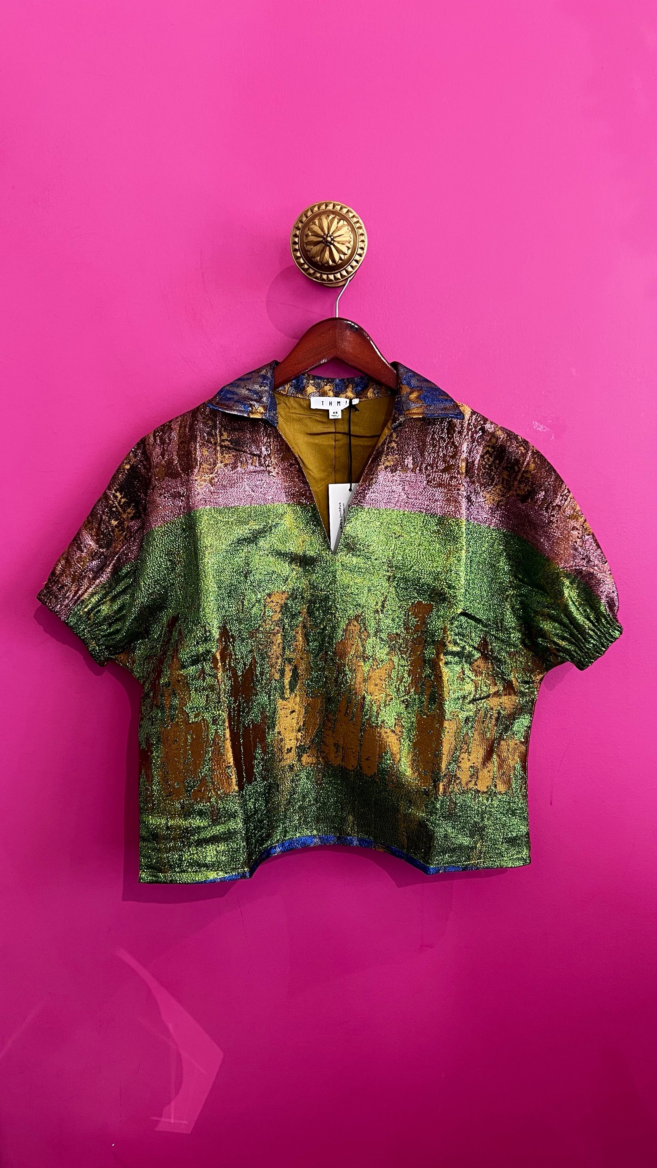 Macie Metallic Colorblock Top