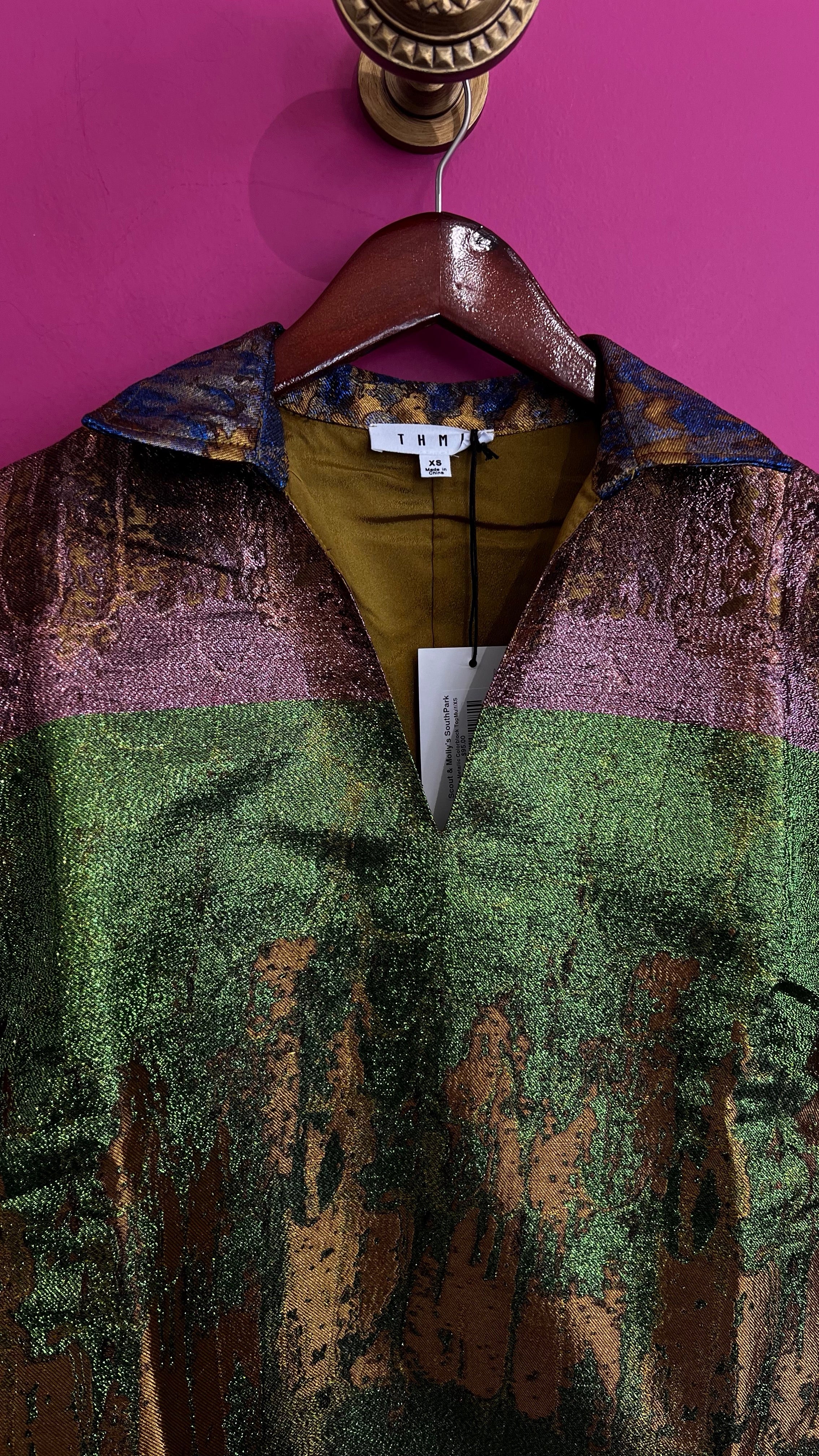 Macie Metallic Colorblock Top