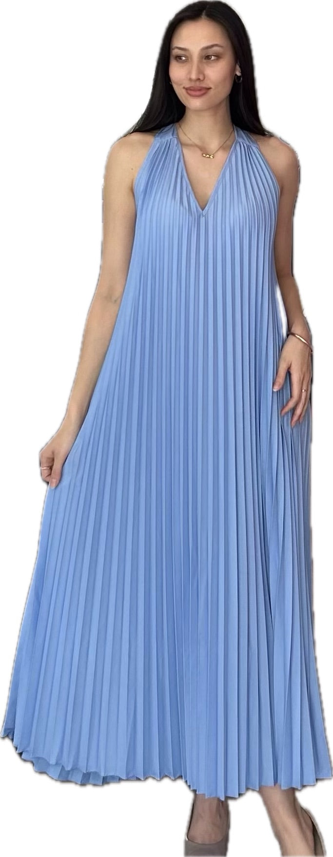Pleated Long Cele Dress