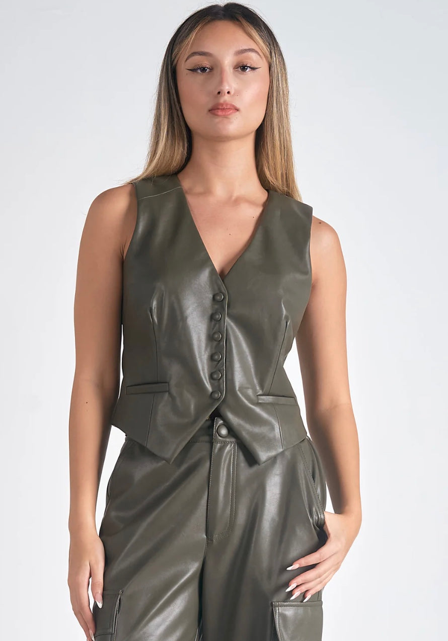 Ellie 7 Vest V Neck Button Down