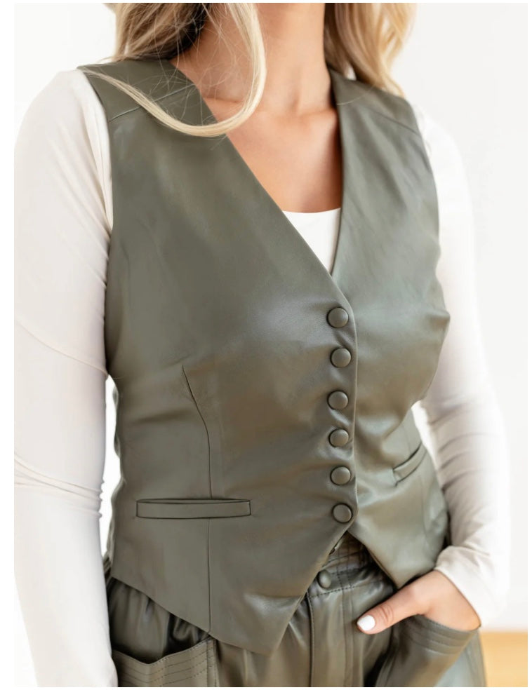 Ellie 7 Vest V Neck Button Down