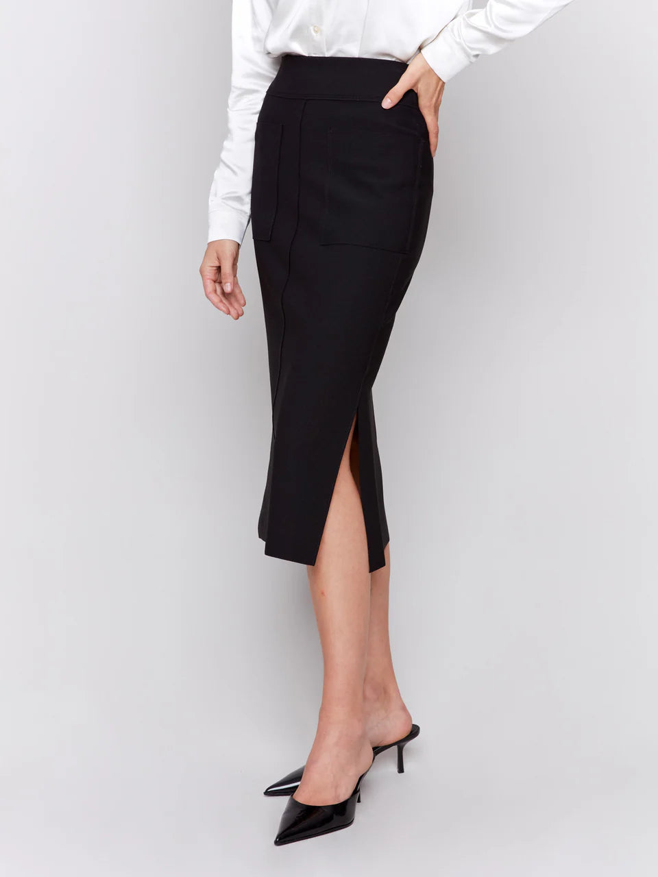 Francia Crepe Front Patch Skirt